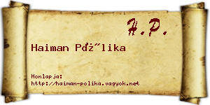 Haiman Pólika névjegykártya